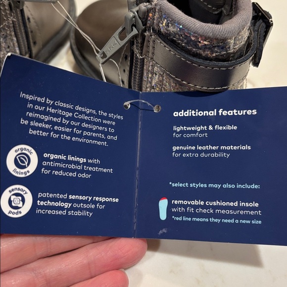 Stride Rite Steele Grey w Sparkle Ankle Boots toddler size 4 NWT - Picture 3 of 9